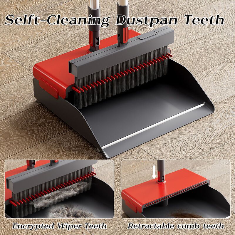 High Quality Foldable Telescopic Comb Teeth Dustpan and Broo