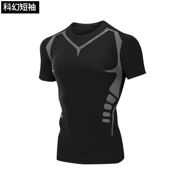 Medias de secado rápido para hombres de manga larga cálido entrenamiento para correr equipo de fitness otoño e invierno traje deportivo elástico alto