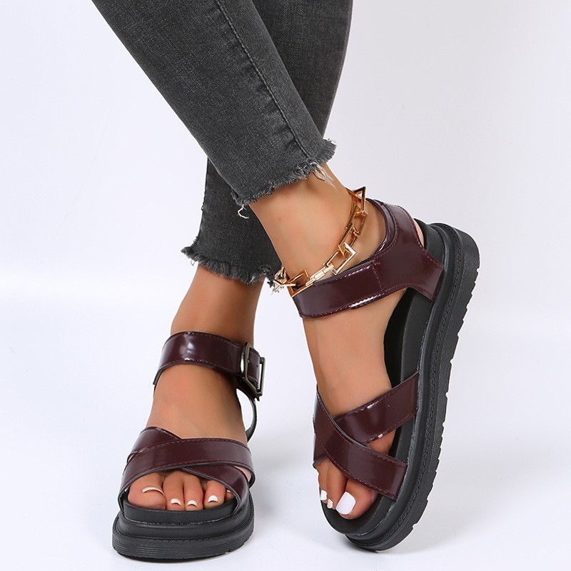 summer solid color sandals platform