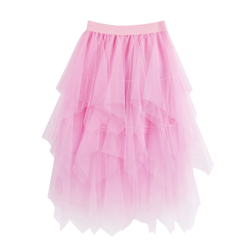Cross-Border Spring and Summer Irregular Mesh Skirt for Women, Mid-Length High-Waisted Slimming Fairy-Style Puffy Skirt, Versatile Cake Skirt Cross-Border Spring and Summer Irregular Mesh Skirt for Women, Mid-Length High-Waisted Slimming Fairy-Style Puffy Skirt, Versatile Cake Skirt