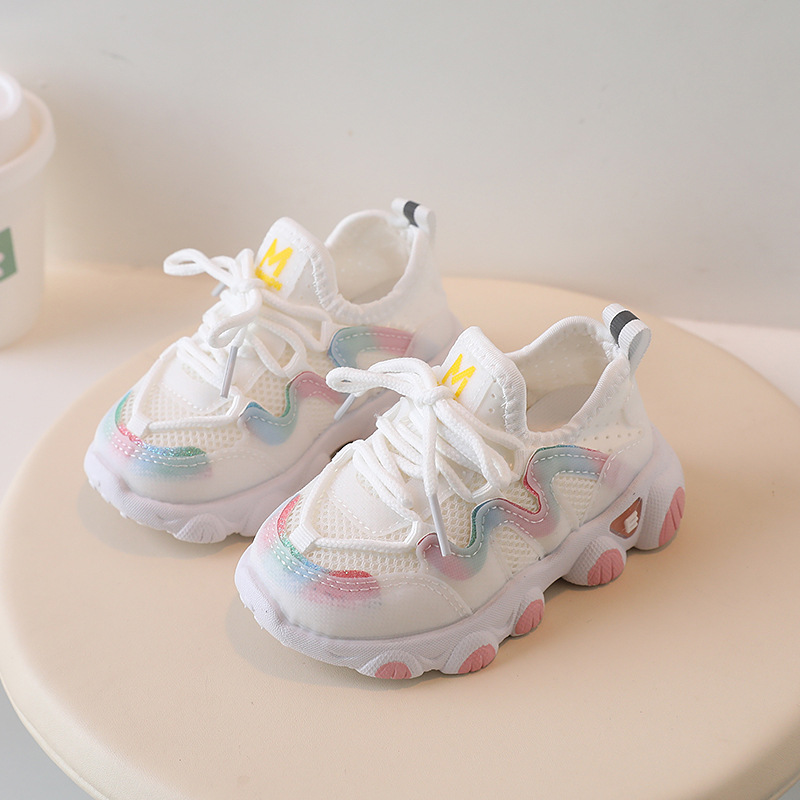 Sport per bambini Primavera e autunno Nuova suola morbida super leggera Maglia traspirante per ragazza casual Piccola bianca per imparare a camminare_voghion.com