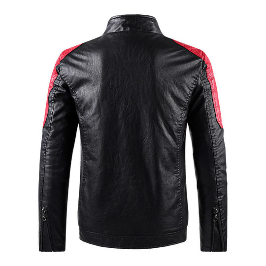 Cross-border Foreign Trade Leather Jacket with Color Collar PU Leather Biker Jacket Spring and Autumn Thin Casual Leather Jacket for Men ebay