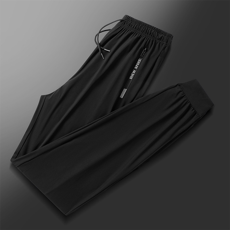 Pantalones de verano de hielo para hombres pantalones casuales de aire acondicionado pantalones delgados transpirables pantalones deportivos elásticos pantalones grandes transfronterizos rápidos