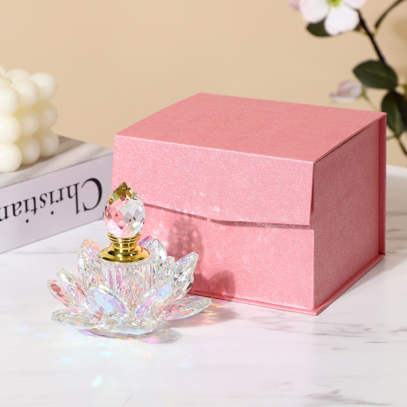 Cross-Border Creative Crystal Crafts Infused Perfume Bottle Lotus Glass Decoration Gifts Home Decoration Desktop Ornaments