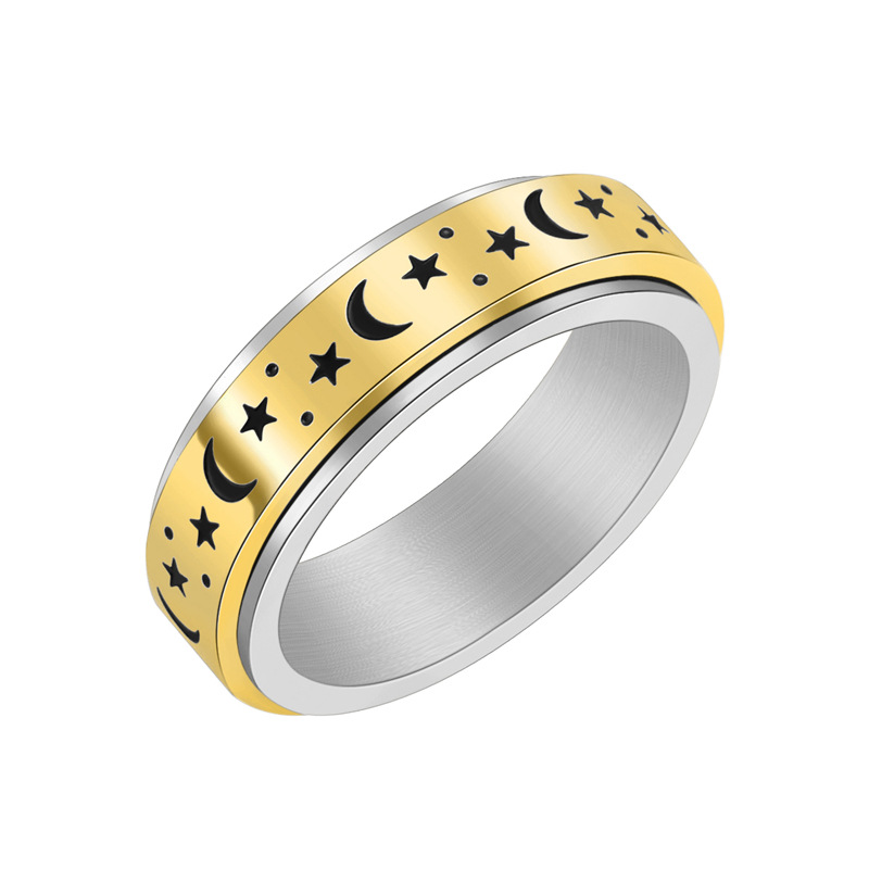 Simple Style Star Moon Titanium Steel Plating Rings