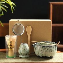 跨境茶筅日式百本立抹茶刷打抹茶工具茶筅立宋代点茶具送礼盒套装