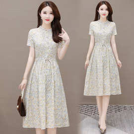 实拍棉麻连衣裙女短袖2025年春夏季宽松遮肚子显瘦文艺减龄洋气裙