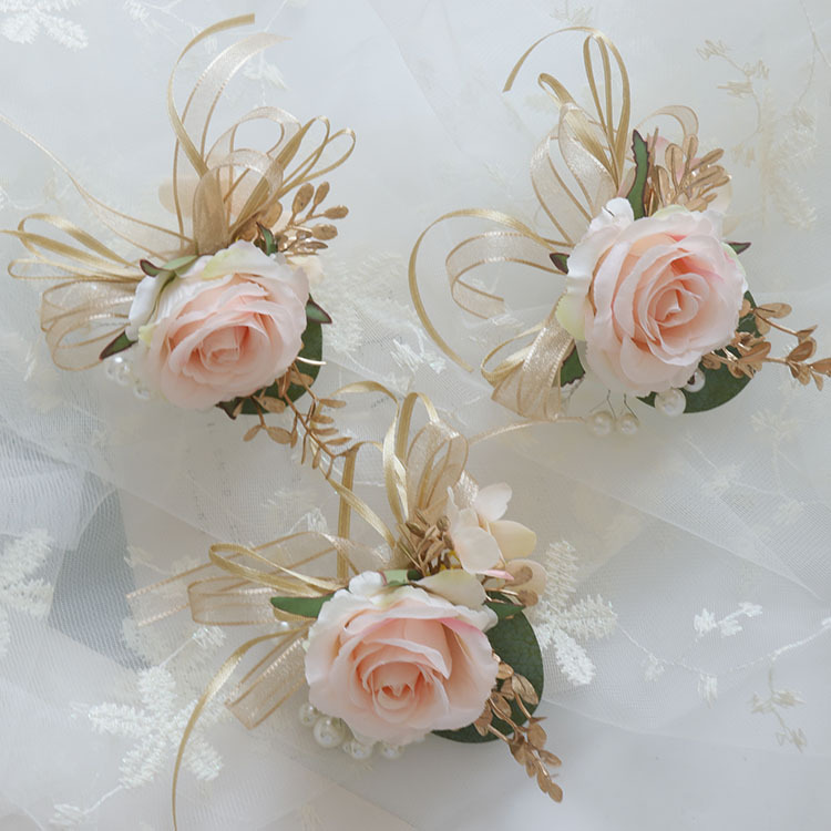 芸涵閣XS198シミュレーション花胸花手首花ビジネス祭り式襟花森系結婚式用品ピンク|undefined