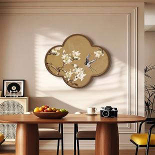 Medieval Style Restaurant Decorative Painting, Cloud Shape, Chinese Style Flower and Bird Picture Hanging Painting, Dining Room Table Wall, High-End Mural