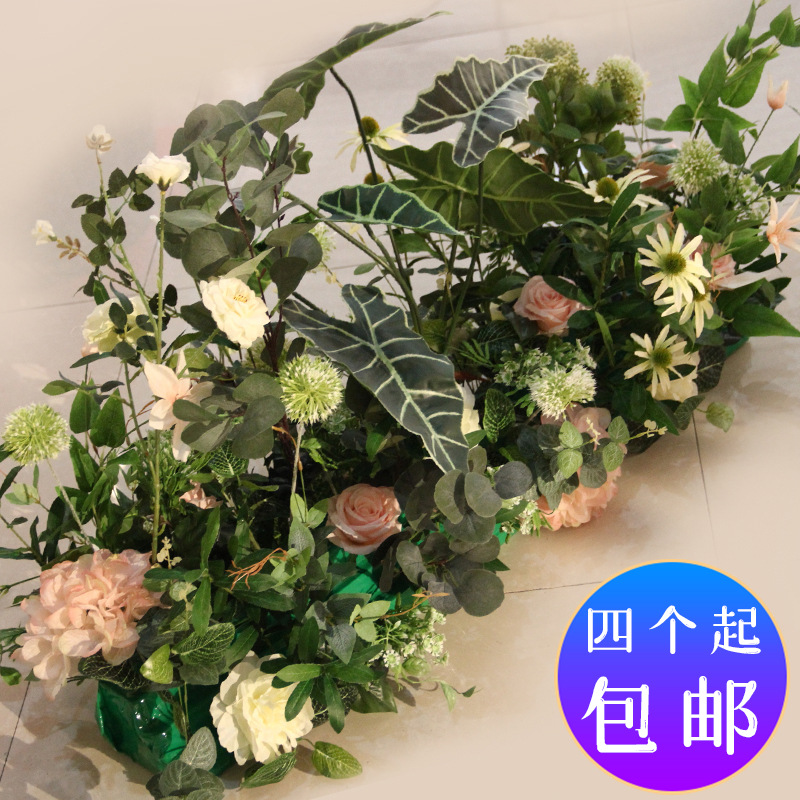 新款婚庆路引花排 仿真花艺森系绿植排花 商场酒店布置走廊T台花