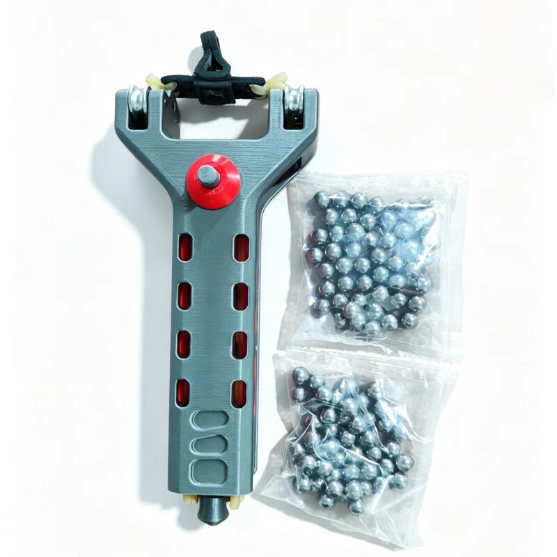 Automatic rapid-fire slingshot with bead-pressing mechanism, high precision, automatic bead suction, with magazine, magnetic suction, and round leather pouch Automatic rapid-fire slingshot with bead-pressing mechanism, high precision, automatic bead suction, with magazine, magnetic suction, and round leather pouch