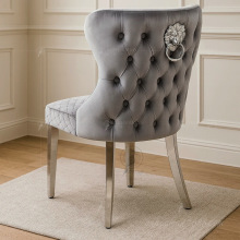 意式不锈钢创意餐椅高端餐厅餐桌椅宴会椅设计师绒布椅子跨境家具