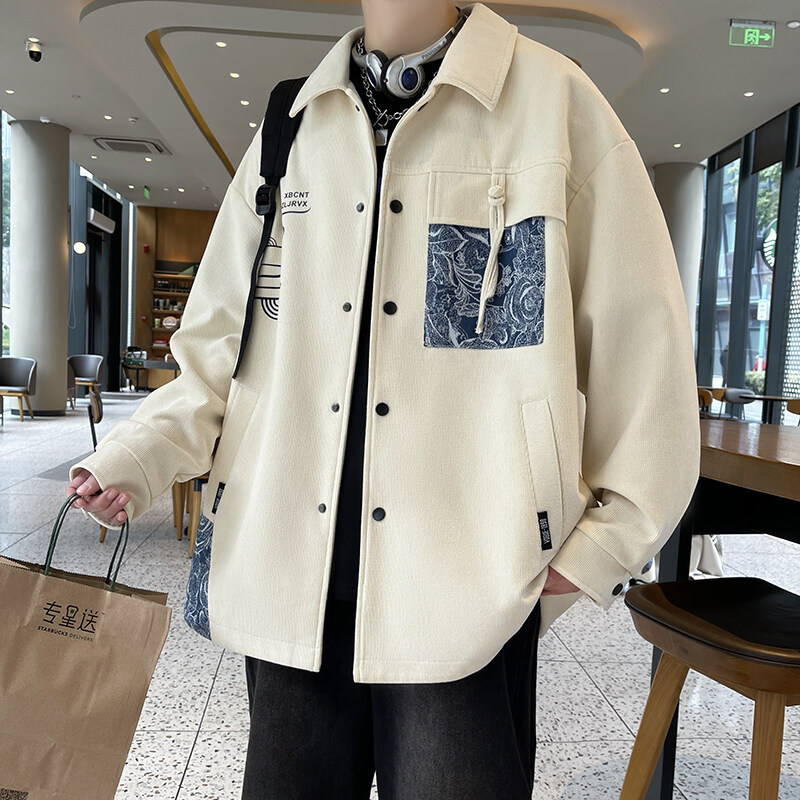Autumn New Jacket National Style Lapel Fashion Trend All-match Jacket for Men