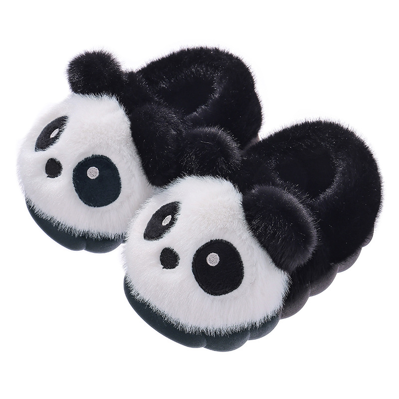 Otoño y invierno zapatillas de algodón para niños, niñas y niñas, zapatos de algodón calientes, padres e hijos, pandas, bolsas de tacones para niños pequeños y medianos