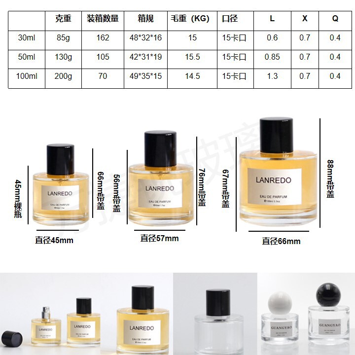 スポット卸売り透明ガラス香水瓶クリップ瓶ポータブルスプレー30ml 50ml 100ml香水瓶|undefined