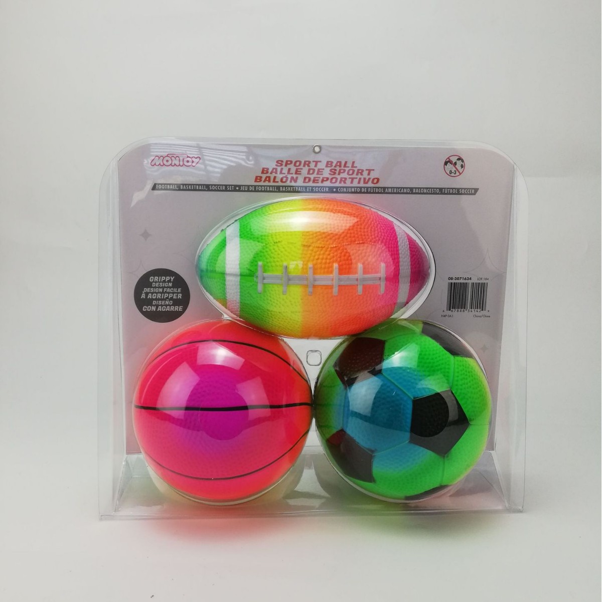 Supply PVC environmental protection football basketball football rainbow suit ball 3PK sport ball bubble shell packaging