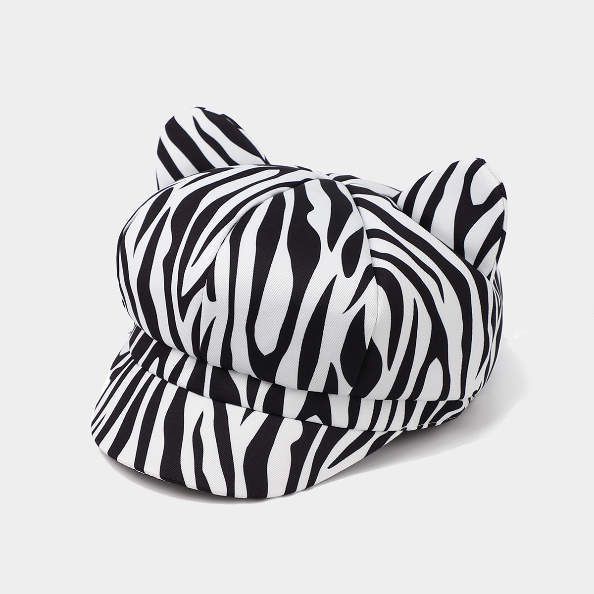Moda coreana retro orejas de gato sombrero octogonal patrón de animales sombrero lengua de moda primavera y verano sombrero pintor al aire libre