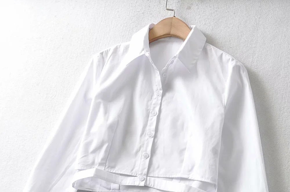 Waist Hollow Long Sleeve Lapel Shirt NSAC22152