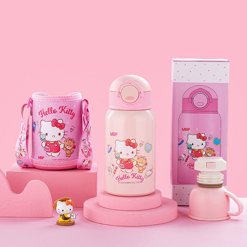 Hello Kitty children's thermos cup for girls with good looks and cute portable straw cup large capacity water cup