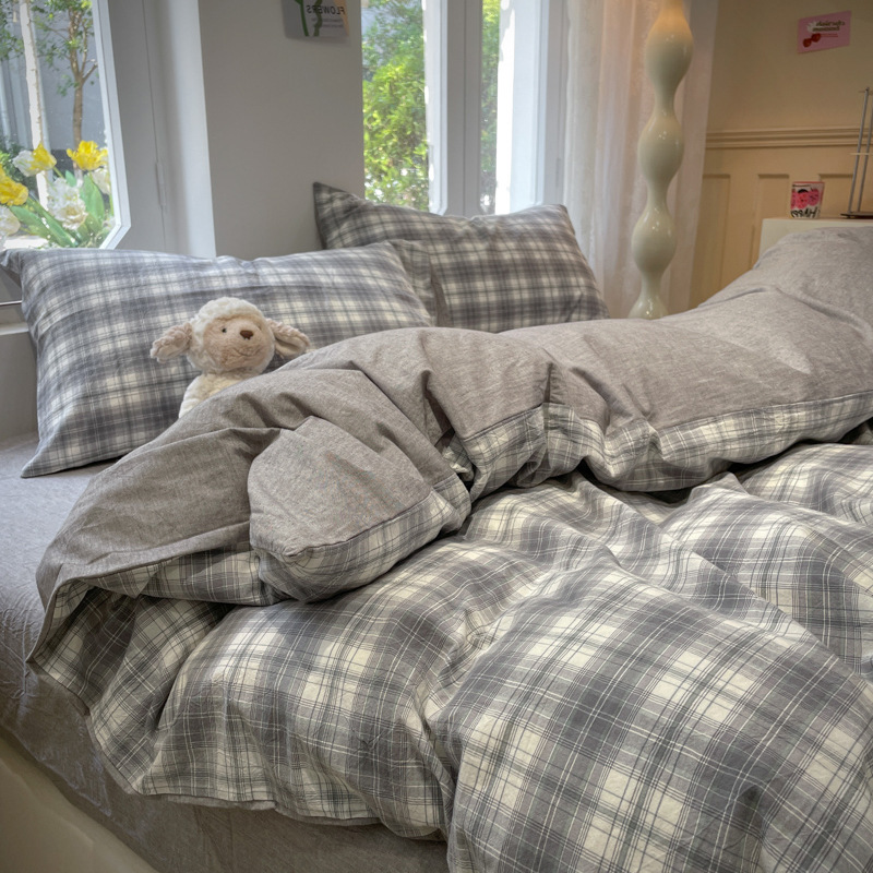 2024 nuevo traje de cuatro piezas de algodón de nube suave y ceroso sin impresión de algodón lavado de viento de tres piezas