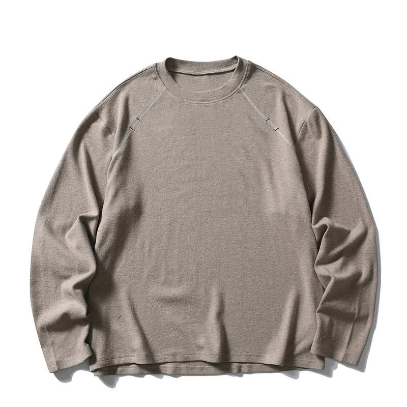Wool and Lyocell blend American retro boxy short wide long-sleeve T-shirt for men and women, loose cleanfit base shirt Wool and Lyocell blend American retro boxy short wide long-sleeve T-shirt for men and women, loose cleanfit base shirt