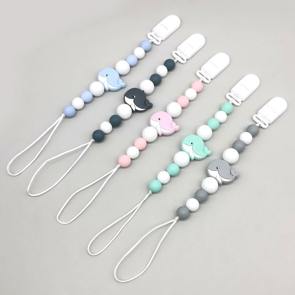 Трансграничные новые детские товары Детские успокаивающие цепочки соски креативные мультяшные животные киты кусают зубы, чтобы предотвратить спады цепи