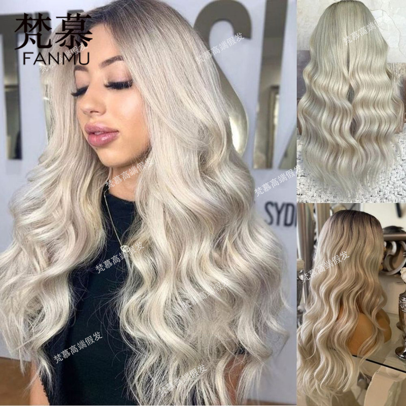 Full Human White Full Head Wavy Wig with Good Sag, Realistic and Smooth European and White Human Hair Wig Headgear