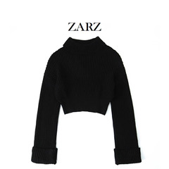 ZARZ 自制 欧美风 新款女装 洋气 百搭 时尚 经典 圆翻领短毛衣