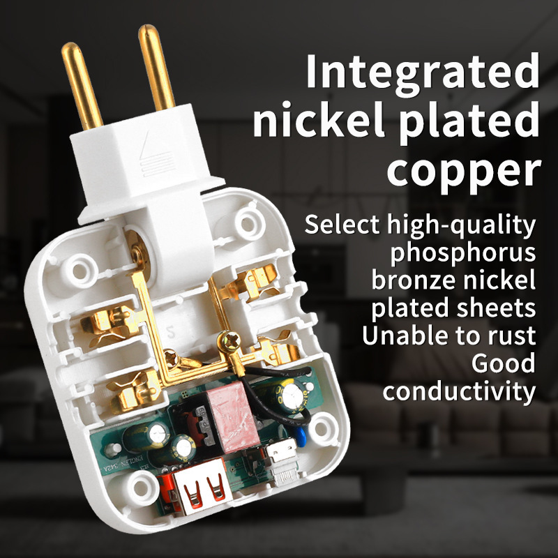 Enchufe redondo doble estilo europeo 180 grados giratorio uno a dos multifuncional USB carga TYPE-C conector de conversión