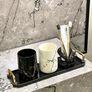 陶瓷杯洗漱杯牙刷置物架漱口杯刷牙杯子套装家用牙刷杯高档轻奢
