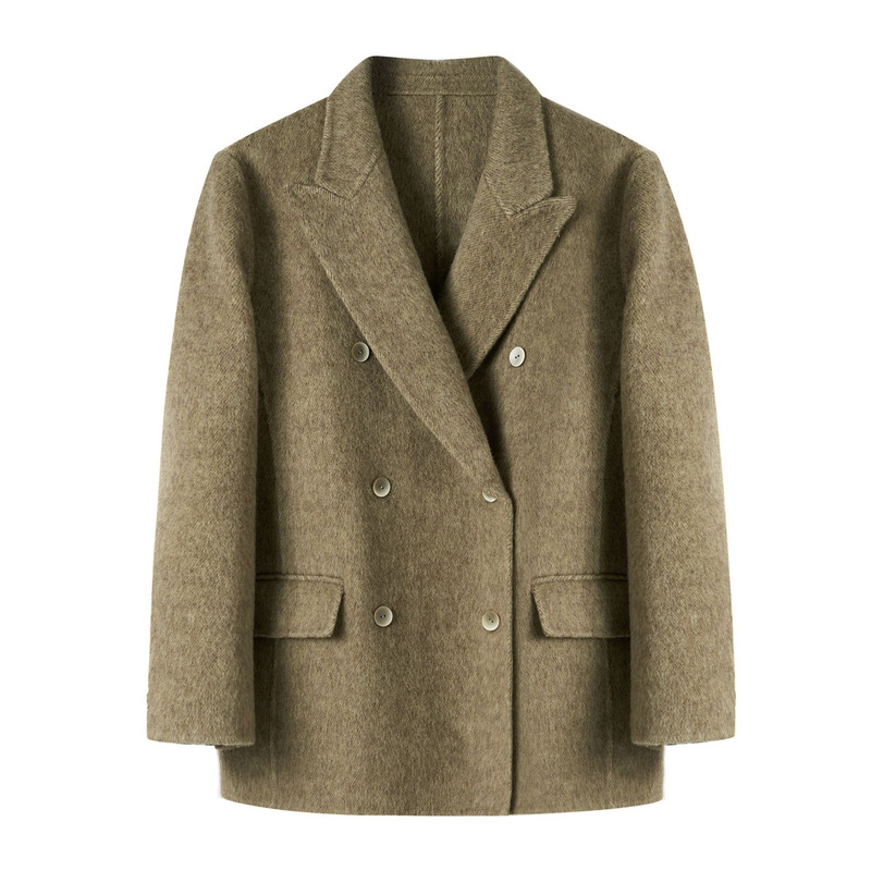 Yak Wool and Sheep Wool Coat for Women, Short Style, Casual Single-Breasted, Relaxed Fit, Hand-Stitched Double-Sided Wool Coat for Women Yak Wool and Sheep Wool Coat for Women, Short Style, Casual Single-Breasted, Relaxed Fit, Hand-Stitched Double-Sided Wool Coat for Women