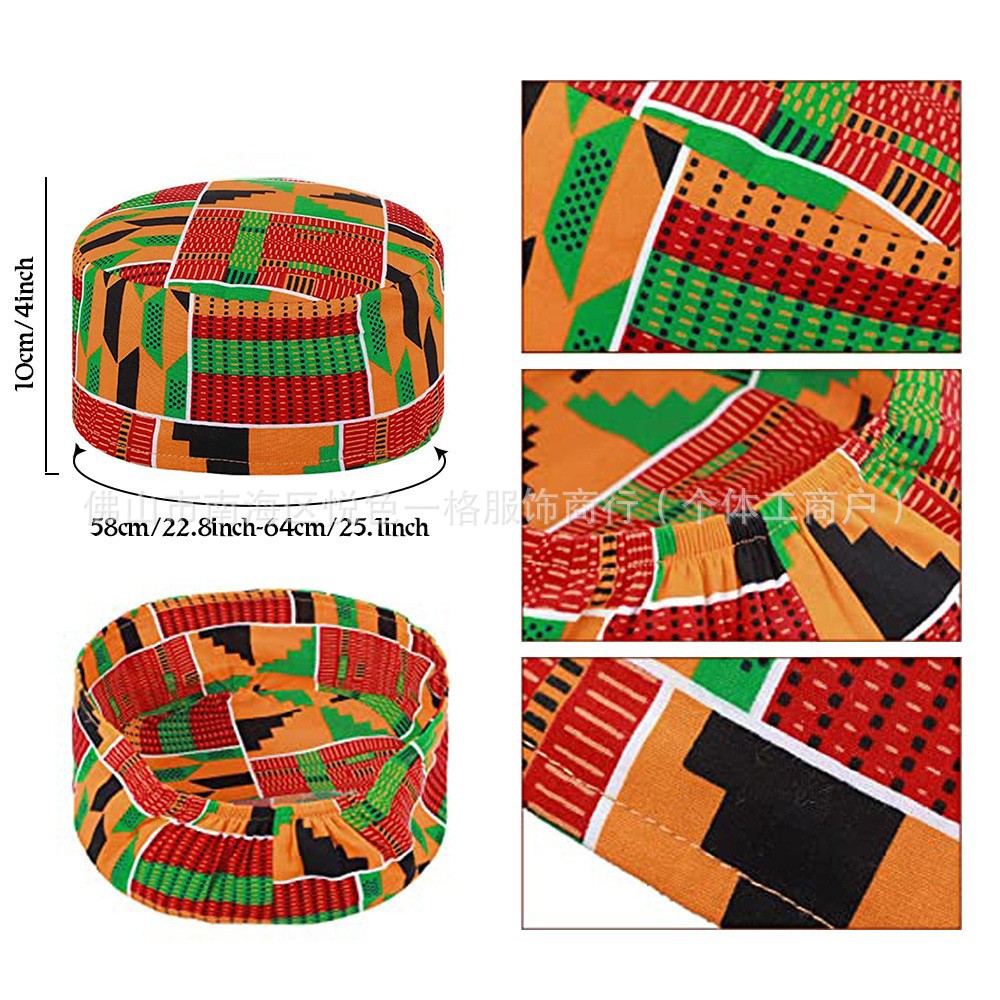 Cross-Border New Product Moroccan African Ethnic Tribal Print Round Hat Turban Hat Turban Turban Hat