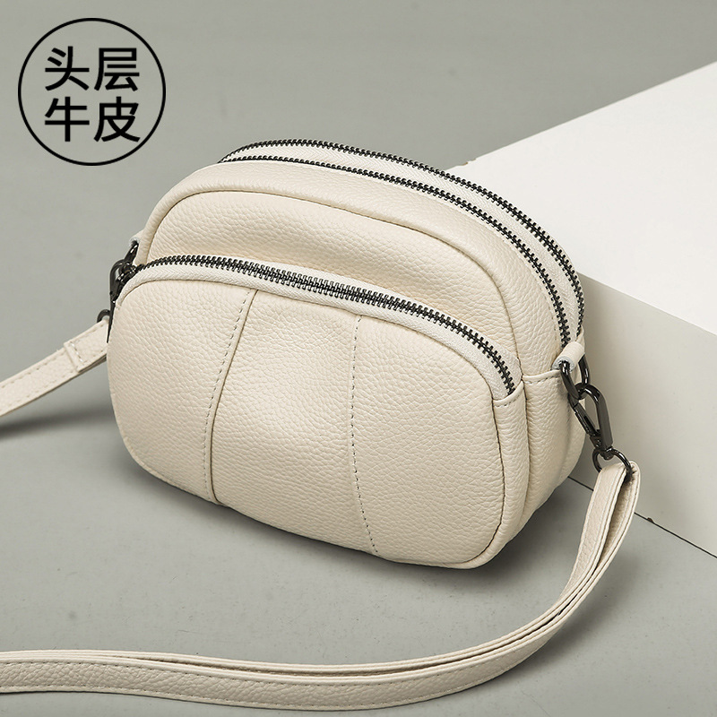 Genuine Cowhide Leather Women's Bag - 3-Layer Small Shoulder Bag 2026 New Fashion Casual Versatile Soft Crossbody Bag