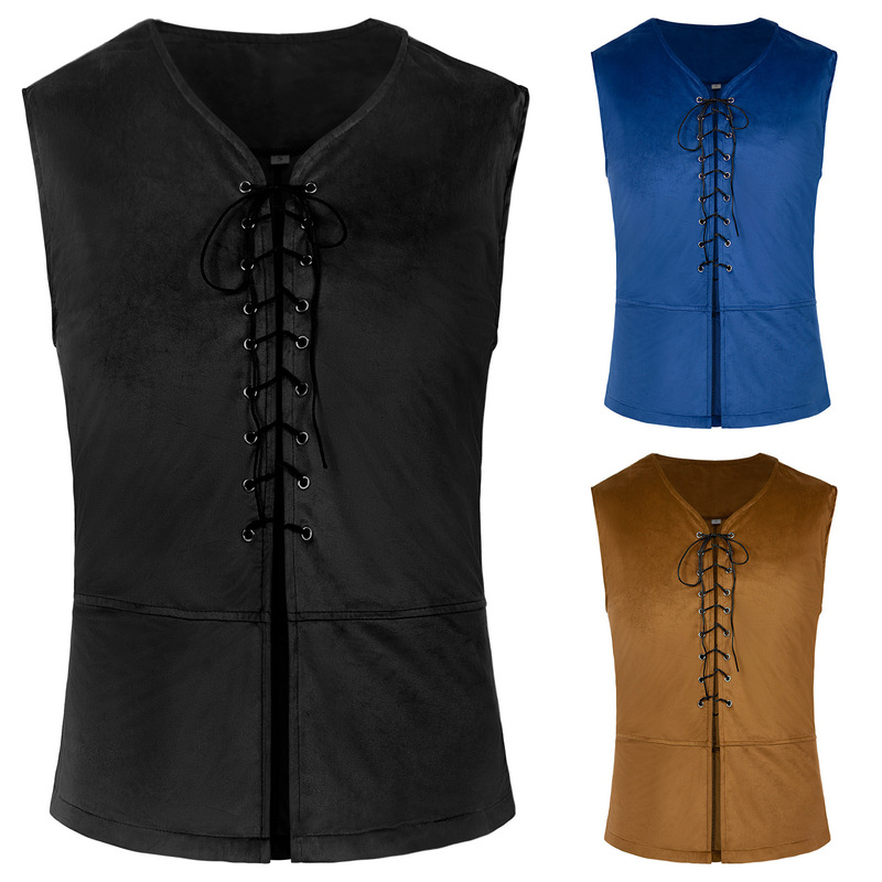 New Renaissance Pirate Deerskin Suede Vest Halloween Viking Pirate Vest Cosplay Costume