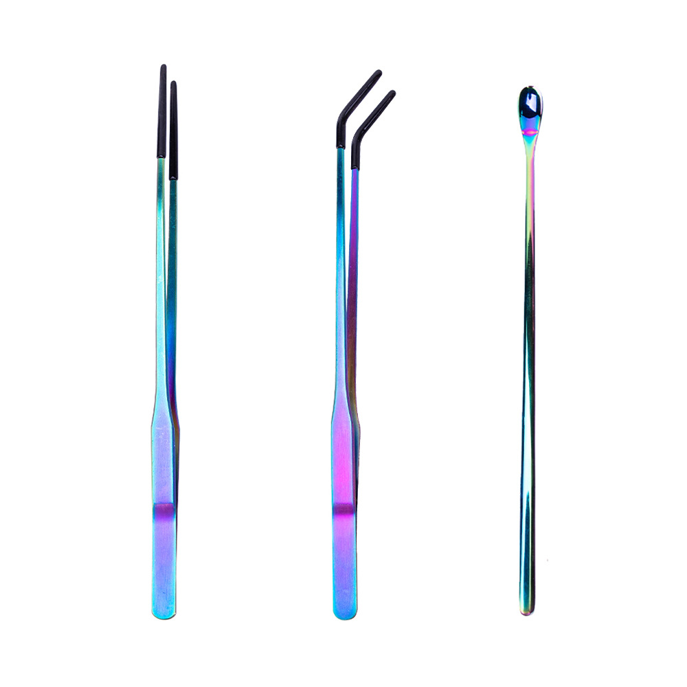 포장된 피딩 핀셋 3개(다채로운)