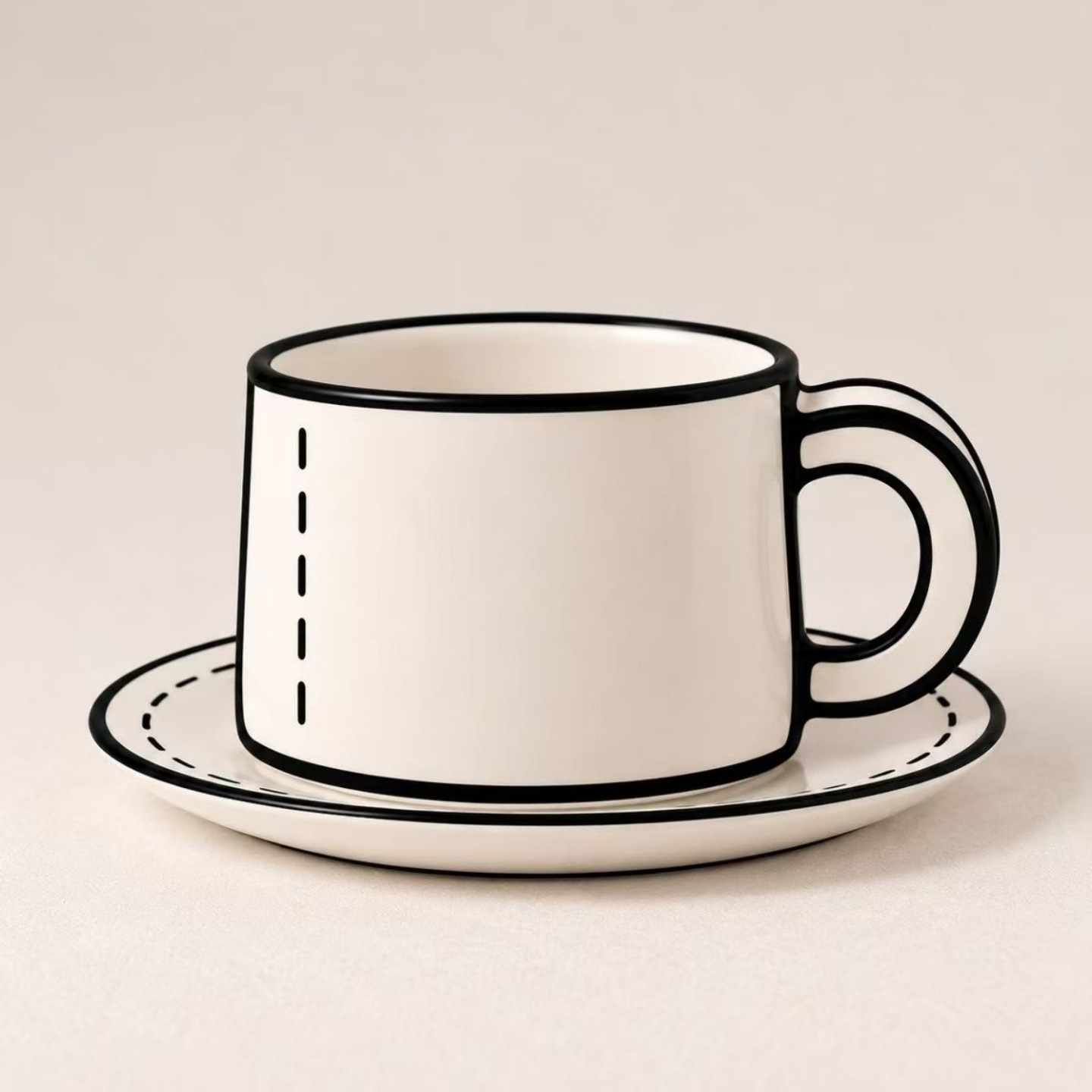 Ins-style anime manga outline mug, creative ceramic water cup, simple and unique coffee cup, couple mugs