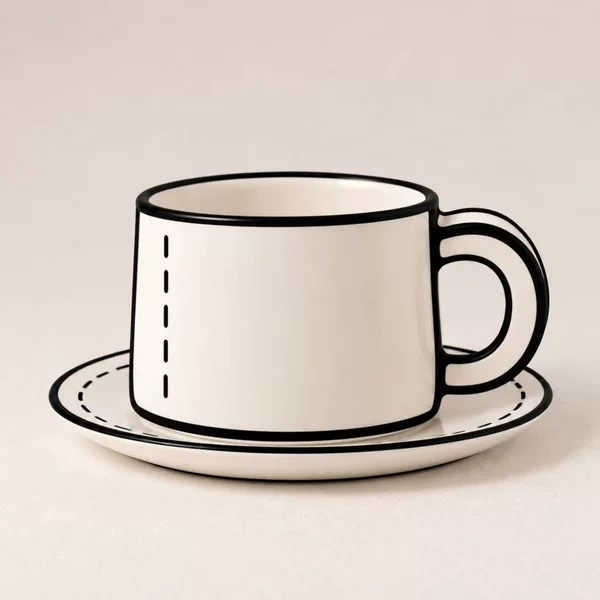 Ins-style anime manga outline mug, creative ceramic water cup, simple and unique coffee cup, couple mugs
