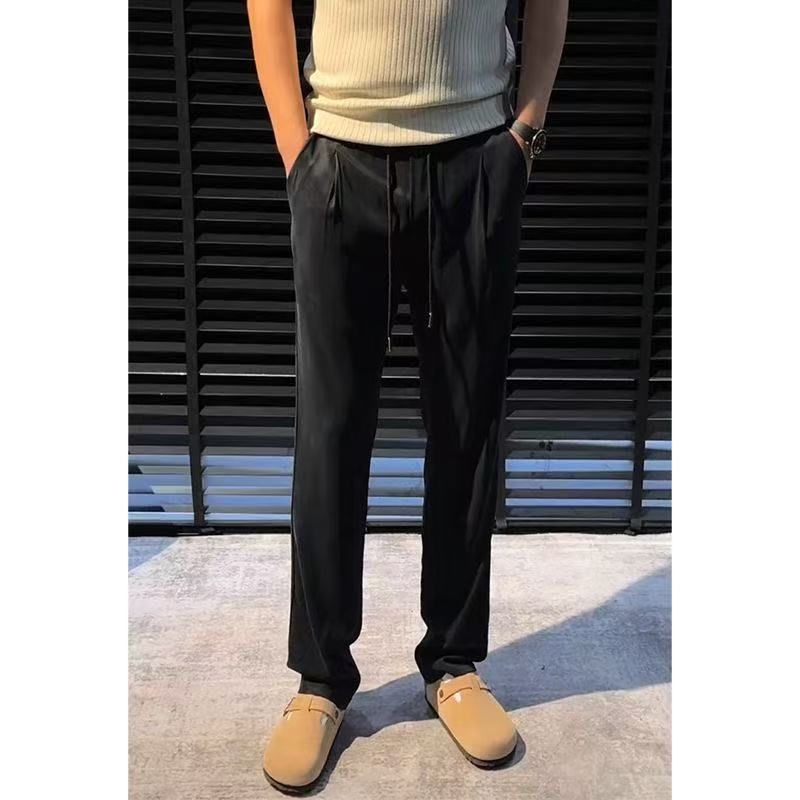 Men's silky quick dry summer thin solid sports trousers for leisure