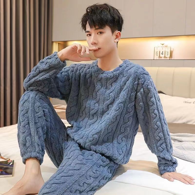 New Product Promotion Pajamas for Men in Autumn and Winter Thickeneded and Velvet Student and Youth Home Clothes Sets Men's Casual Suits
