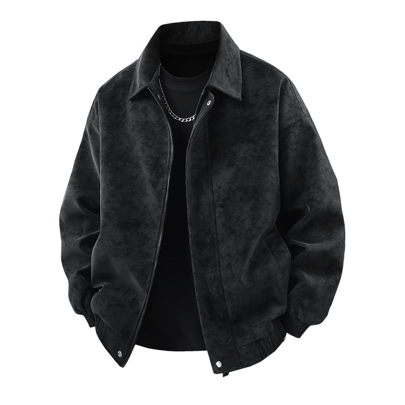 Solid Color American Retro Leather Jacket Men's Motorcycle New Leather Jacket Men's Pu Jacket Spring and Autumn Loose Trendy