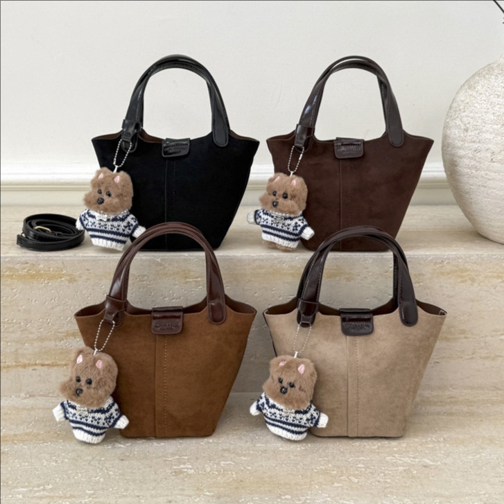 Retro Maillard marrón esmaltado bolso mujer 2025 nuevo otoño invierno versátil bolso de mochila bolso de cubo de mano image 1