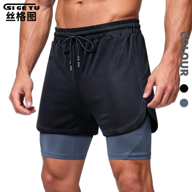 Silk Picture Cross-Border Sports Pants Men's Summer Vacation Two-Piece Quick-Drying Fitness Pants Marathon Training Running Shorts Silk Picture Cross-Border Sports Pants Men's Summer Vacation Two-Piece Quick-Drying Fitness Pants Marathon Training Running Shorts