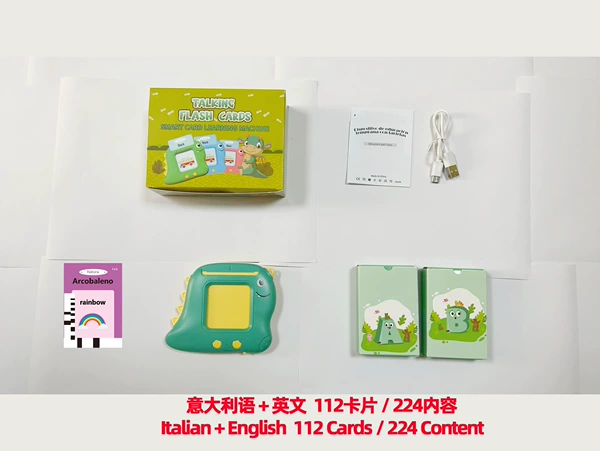 Dinosaur, green cards, Italy, English