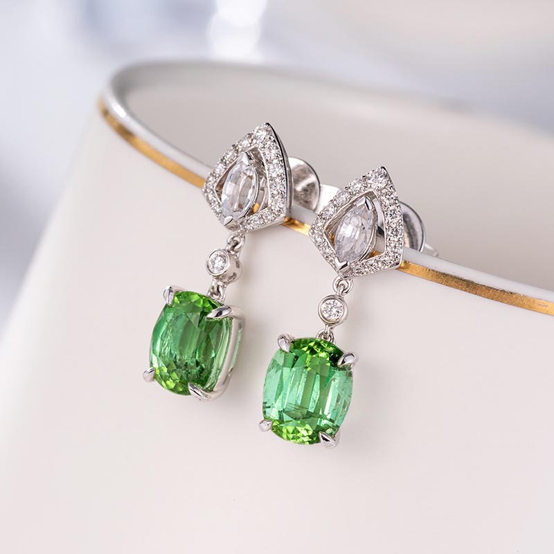 Nuevos Pendientes De Cobre Con Colgante De Manzana Pequeña A La Moda De Turmalina Verde De Imitación display picture 2