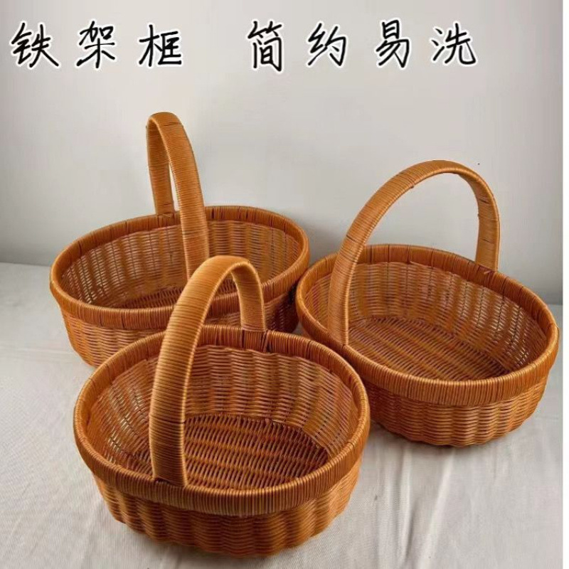 Cestas de frutas portátiles de picnic Cestas de almacenamiento Cestas de huevos caseras de caña Cestas de flores portátiles Cestas de regalo Cestas de recolección