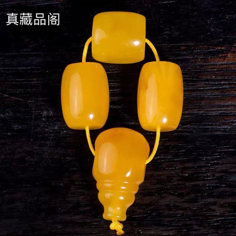 True Collection Pavilion Natural Beeswax Raw Stone Full Honey Chicken Oil Yellow Beeswax Barrel Bead Beeswax Top Bead Tee Set