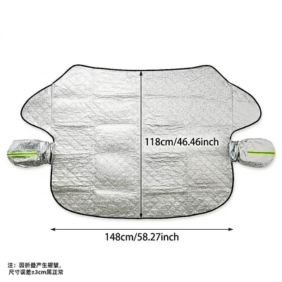 Car snow cover for front windshield, thickened magnetic sunshade, winter anti-freeze and anti-frost half-cover car cover (Car snow shield) - silver-car-snow-shield-with-9-magnetic-ultrasonic-large-reflective-strips-1451182323