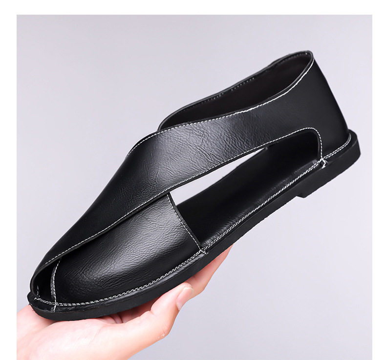 Dép sandal nam quai ngang kiểu La Mã cổ điển, thoáng khí, đế cao su — nâu, đen chi tiết 21
