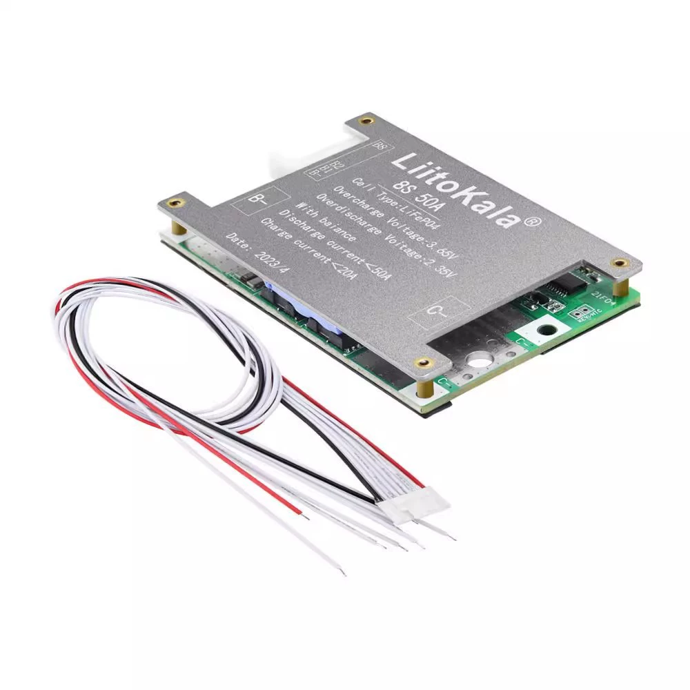 Плата защиты аккумулятора LiFePO4 8S-24V50A-BMS, 8 элементов, 24В, балансировка