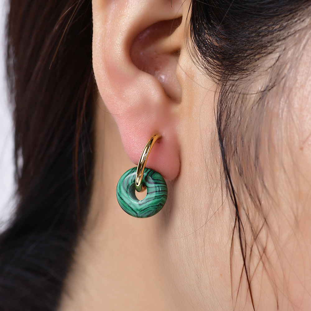 Retro Round Stainless Steel Drop Earrings 1 Pair